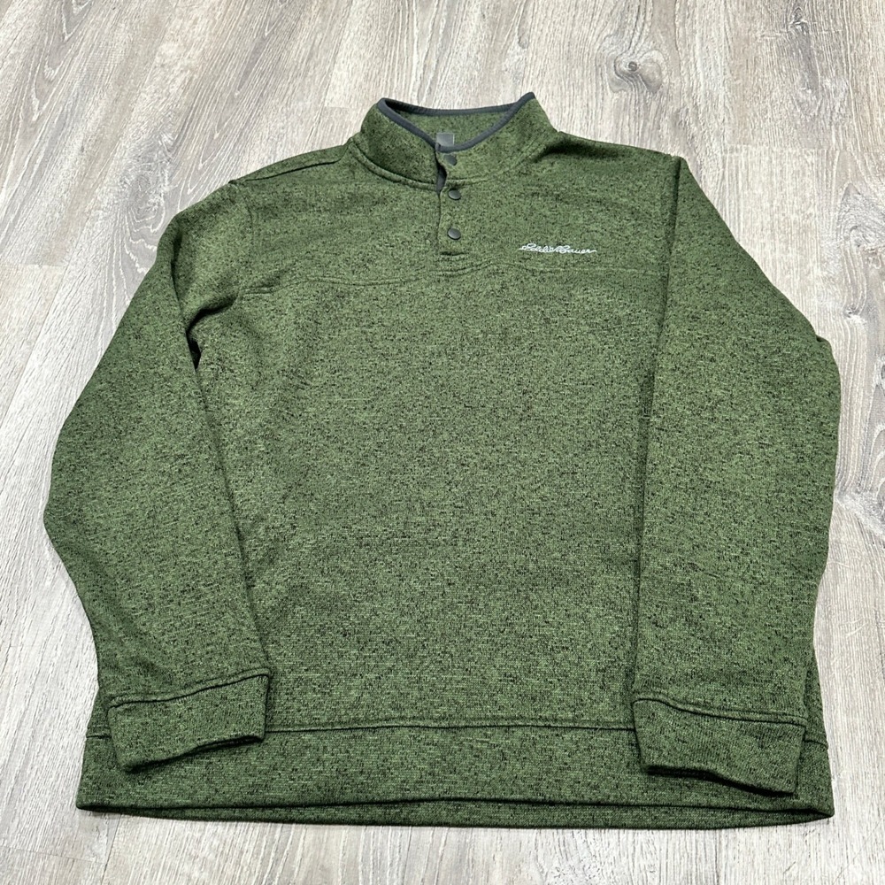 Eddie Bauer Mens Quarter Snap Fleece Pullover Heathered Green Large 50000090 - Picture 10 of 13